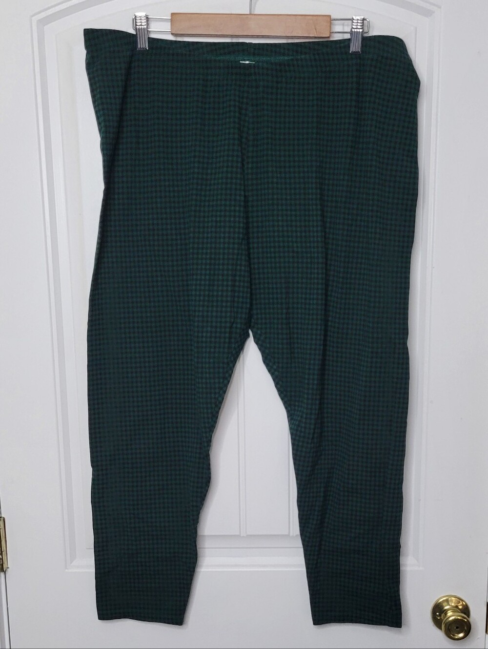 J. Jill Dark Green Checked Ankle Legging Pants
